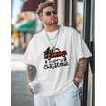 thumbnail image 3 of Camisetas para hombre, camiseta de cuello redondo con diseño de camión rojo y árbol de Navidad, manga corta, algodón suave., 3 of 8