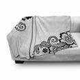 thumbnail image 3 of East Soft Flannel Fleece Throw Blanket, Floral Corner Ornaments with Swirls and Blossoms Monochrome Folkloric Inspirations, Cozy Plush for Indoor and Outdoor Use, 60" x 80", White Black, by Ambesonne, 3 of 6