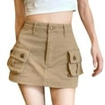 thumbnail image 2 of FASHOFT Jean Skirts for Women Denim Denim Cargo Skirt Slim Fit Midi High Waisted A Line Mini Casual Streetwear Denim Skirt Khaki, 2 of 8