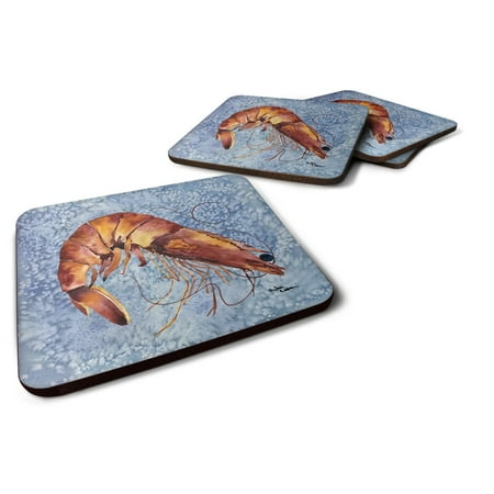 

Carolines Treasures 8153FC Cooked Shrimp Cool Blue Water Foam Coaster Set of 4 3 1/2 x 3 1/2 multicolor