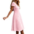 thumbnail image 5 of Lenpel Womens Summer Boho Dresses Fashion Eyelet V Neck Short Sleeve Knee Length Sundresses Casual Loose Dresses, 5 of 6