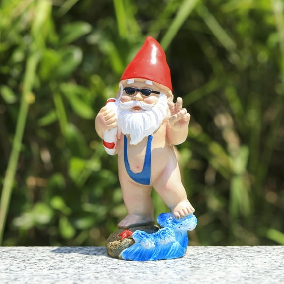 Resin Gnome Statue - Beach & Pool - Themed Garden Decor, Fun Summer Outdoor Figurine for Yard, Patio, Desktop