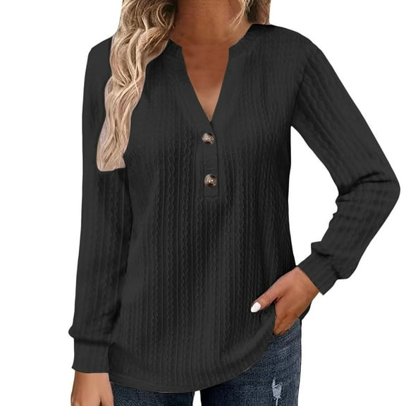ZJXFGS Womens Plus Size Casual Shirts Blouses for Women Dressy Long Sleeve Shirt for Women Women Long Sleeve Tops Cute Tops Womens Tops 3/4 Length Sleeve Black XL