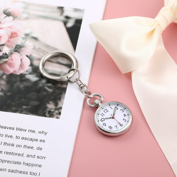 IBASETOY Hanging Watch For Nurses Women Nurse Watch Silver 1Set Keychain Function Medical Work