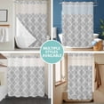 thumbnail image 5 of No Hook Shower Curtain with Snap in Liner, Moroccan Geometric Pattern Waterproof Bath Curtain Double Layers with See Through Top Window, Country Vintage Linen Texture Hotel Shower Curtains 60x72in, 5 of 9