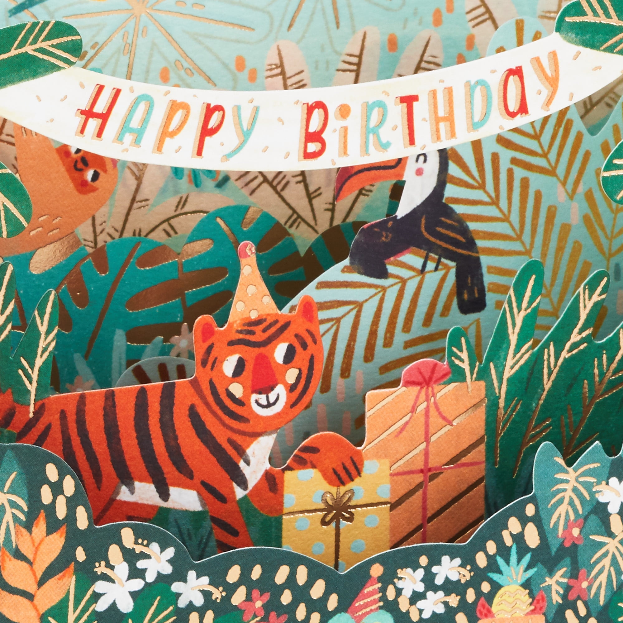 Hallmark Paper Wonder 3D Pop-Up Birthday Card for Kids (Go Wild Jungle Animals)