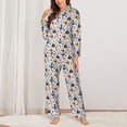 thumbnail image 2 of Haiem Pirate skulls Pattern Women’s Long-sleeve Sleepwear,Sleepwear Set,2-piece Loungewear Set,Soft PJs Comfy Nightwear with Pockets-Small, 2 of 7