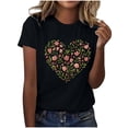 thumbnail image 1 of Primavera Top Mujeres de Moda de Cuello Redondo con Patrones de Corazón de Manga Corta Camiseta Top para Uso Diario Y de Fiesta, 1 of 5