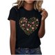 thumbnail image 1 of Primavera Top Mujeres de Moda de Cuello Redondo con Patrones de Corazón de Manga Corta Camiseta Top para Uso Diario Y de Fiesta, 1 of 5