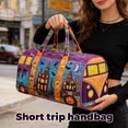 thumbnail image 5 of Hippie Van Quilted Duffle Bag, Boho Retro Style Embroidered Patterned Quilted Duffle Bag With Comfortable Handles, Multi-Functional Short Trip Carryall For Travel Camping Picnics 16X8X8 Inch, 5 of 5