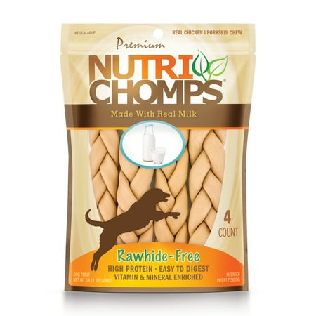 UPC: 0015958988164 | NutriChomps 9-inch Braid Rawhide-Free Dog Treats Easy to Digest Healthy 4 Count Milk