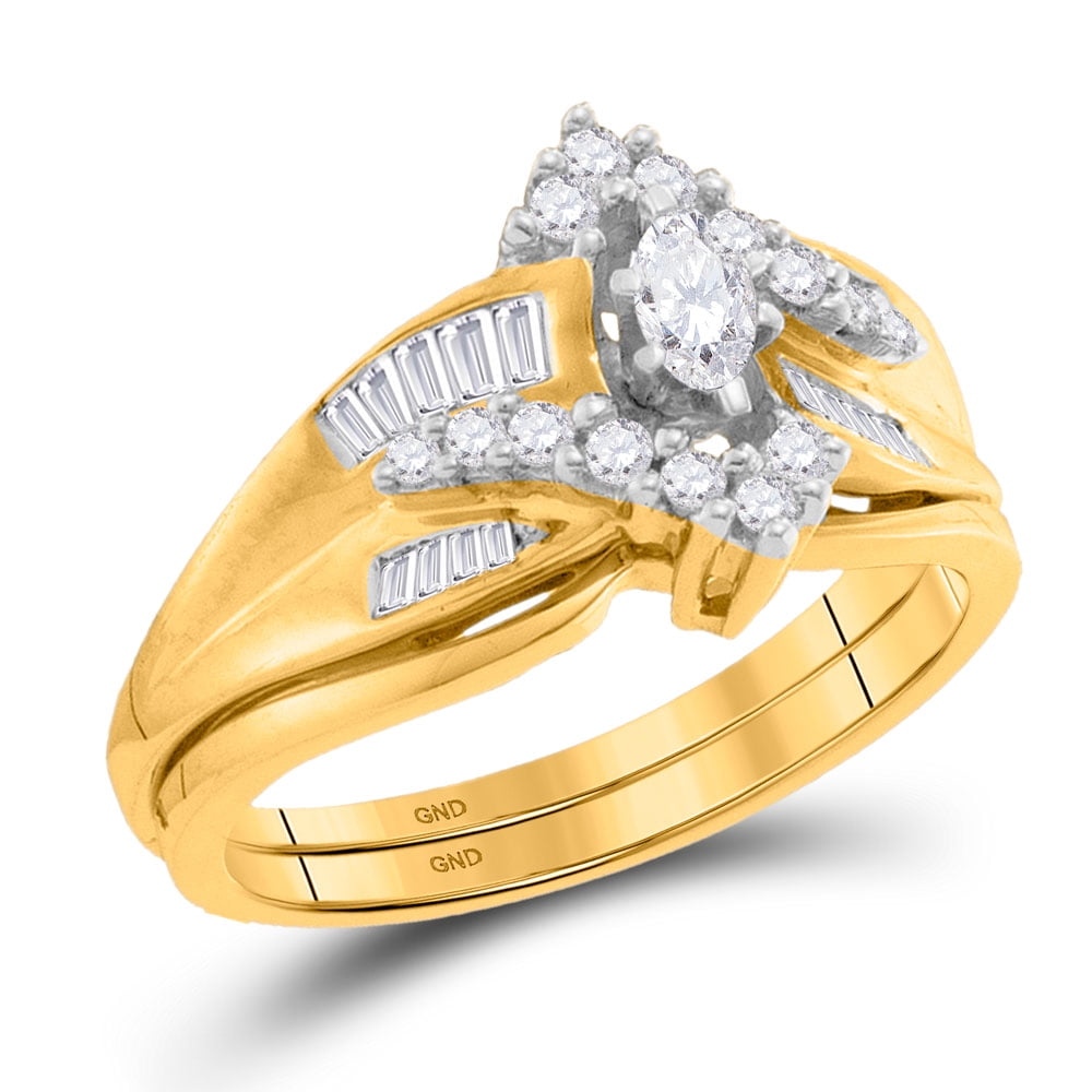 Gnd 14kt Yellow Gold Womens Marquise Diamond Bridal Wedding