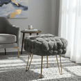 thumbnail image 4 of Home Soft Things Fox Faux Fur Pouf Stool Ottoman - Gunmetal - 17x17x17", 4 of 8