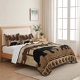 thumbnail image 5 of Quilts Twin Size Bedding Set, Vintage Bear Silhouettes Lightweight Quilted Comforter, Rustic Brown Wildlife Forest Soft Reversible Bedspread Coverlet with Pillow Covers for All Season, 68" x 86", 5 of 9