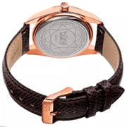 Womens Quartz Crystal Easy-to-Read Brown Leather Strap Watch