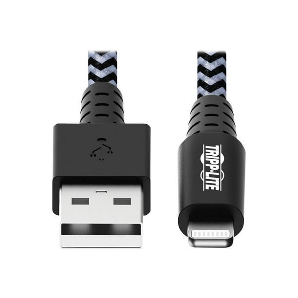 Eaton Tripp Lite Series Lightning USB Heavy-Duty -A to Sync/Charge Cable, MFi Certified - M/M, USB 2.0, 10 ft. (3.05 M) - Câble Lightning - USB Mâle à Lightning Mâle - 10 Pi - Noir, Blanc