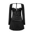 thumbnail image 3 of Vestido sexy de encaje sin espalda y manga larga con cuello en V y mangas acampanadas para mujer, estilo europeo, tallas S-M-L, 3 of 3