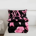thumbnail image 5 of Erosebridal Letter A Monogrammed Full Size Comforter Sets,Pink Ribbon Bow Girls Bedding Sets For Kids,Reversible black,3 Pieces, 5 of 7