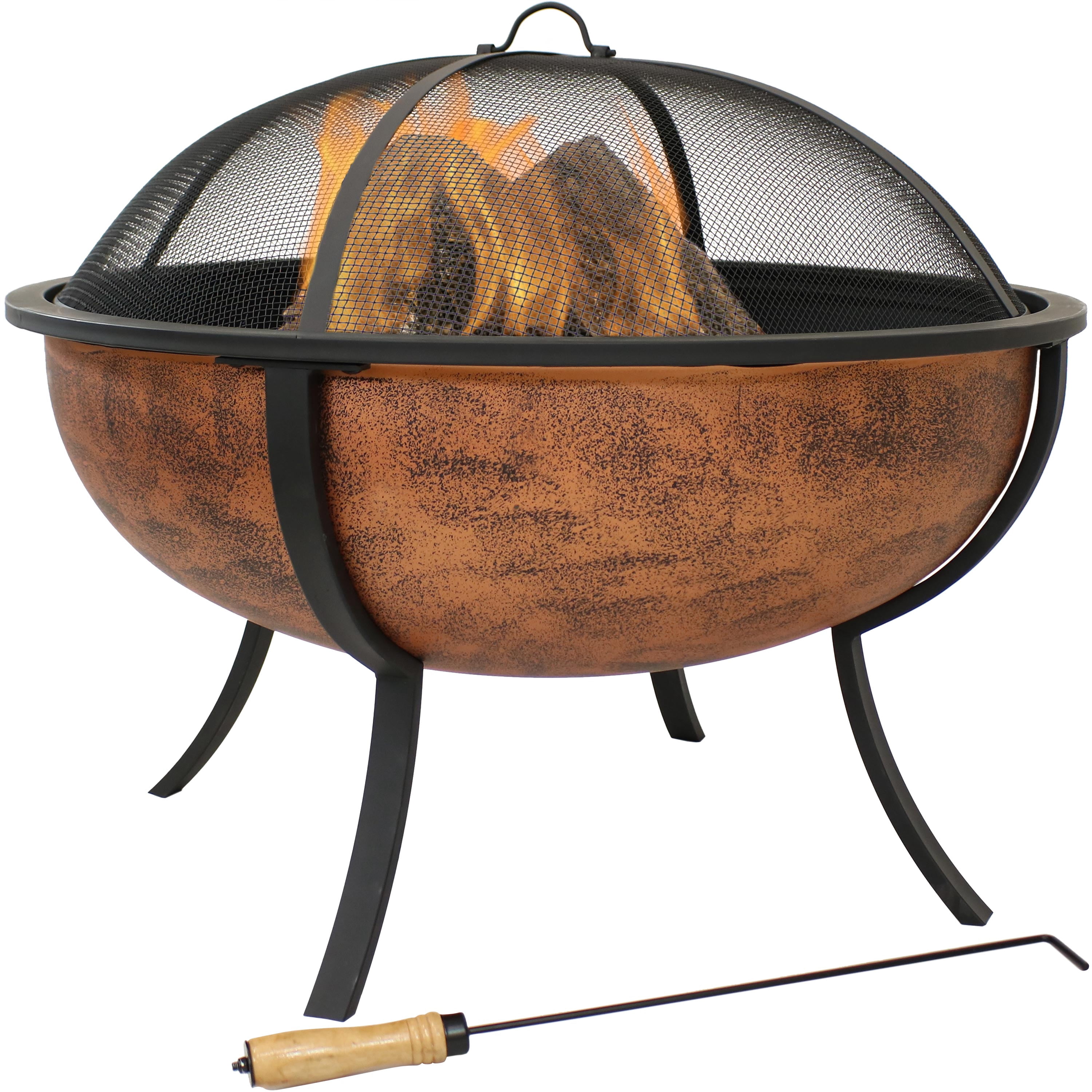Sunnydaze Large Copper Finish Outdoor Fire Pit Bowl - Portable Backyard