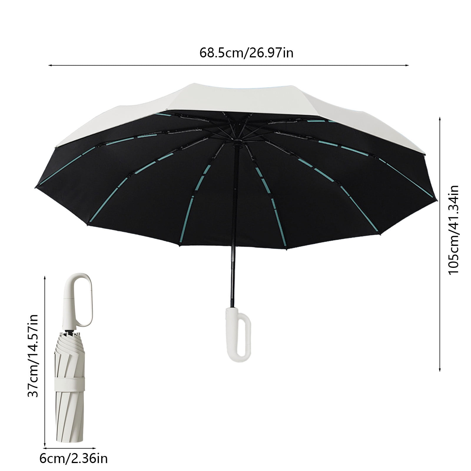 Large Ring Buckle Umbrella Sturdy Windproof Automatic Umbrella ,Compact Wind Proof Umbrellas For Rain and Sun Protection,Men Women Carabiner Handle Design