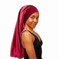 thumbnail image 1 of Extra Large Satin Sleep Bonnet - Elastic & Comfortable Night Cap for All Hair Types Bonnet Wine Red M, 1 of 6