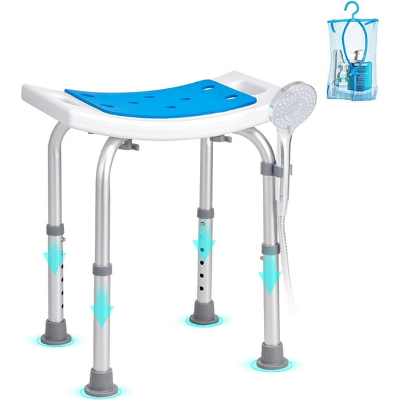 ERLOU Shower Chair, Adjustable Height Shower Stool, Shower Seat for Inside Shower or Tub, Non-Slip Bench Bathtub Stool Seat for Elderly Disabled Handicap, 350 LBS Capacity