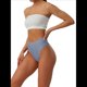thumbnail image 3 of Braguitas de Algodón para Mujer, Talla Grande, con Medias Caderas, Cintura Alta, Color Liso, con Abertura Alta. Azul Niebla M, 3 of 9
