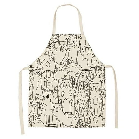 

Taicanon Cute Cat Cartoon Kitchen Apron Mens and Womens Bib Apron Adjustable with Pockets for Cooking Baking Gardening(H06-L)
