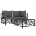 thumbnail image 3 of vidaXL 3 Piece Patio Lounge Set with Cushions Anthracite Steel, 3 of 7