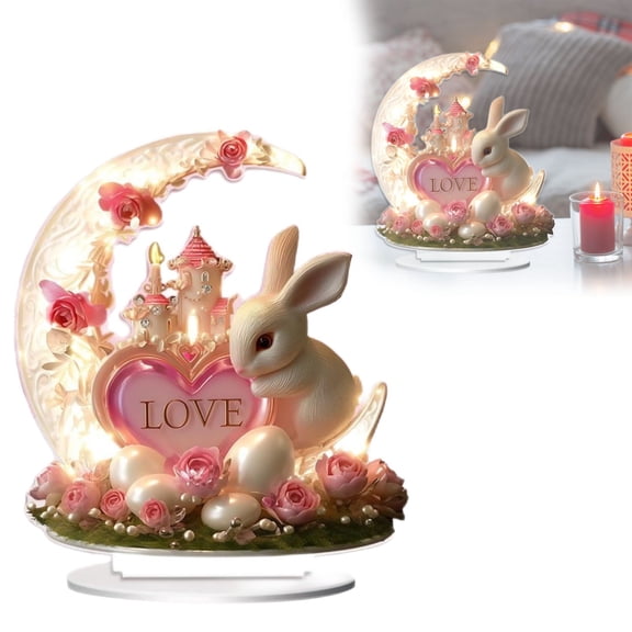 Valentines Day Decorations Clearance! Valentines Day Decorations Home Indoor 2D Valentine's Day Rose Bunny with Love Tabletop Decoration Tabletops Valentines Day Ornaments Valentines Day Decor For