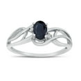 thumbnail image 1 of 14k White Gold Oval Sapphire And Diamond Curve Ring, 1 of 6