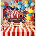 thumbnail image 4 of Fondo de fiesta de circo de carnaval, decoración, carpa de circo, carrusel, taquilla, fondo para niño, bebé, primer cumpleaños, pancarta de carnaval, accesorios para fotos, suministros, 4 of 4
