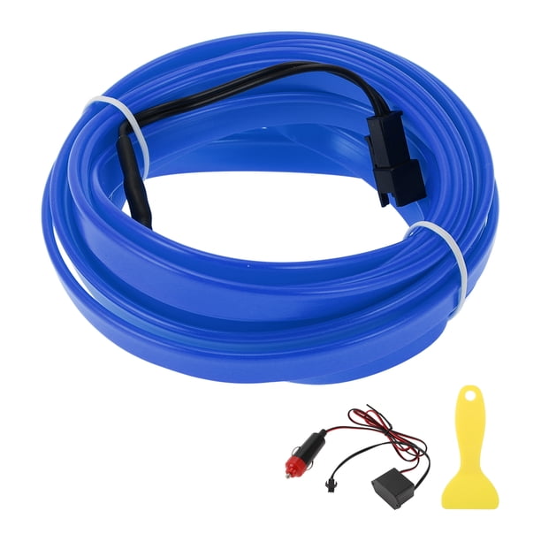 Cuerda de luz LED EL de 4m Unique Bargains, tira de luz de neón flexible para iluminación interior de automóviles, encendedor de cigarrillos (12v) azul