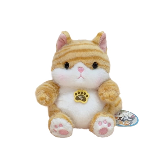 Orange Striped Cat Ultra-Soft Stuffed Animal Plushie Kawaii Sensory Toy Soft Microfiber 6.3 Inch Travel Size Birthday Gift B