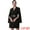 Black, variant on Elegant Slit Sleeve Button Down Work Belted Blazer Dress S Black