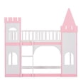thumbnail image 3 of Bed Frame Twin Over Twin Castle Bunk Bed with Ladder Pink, 3 of 8