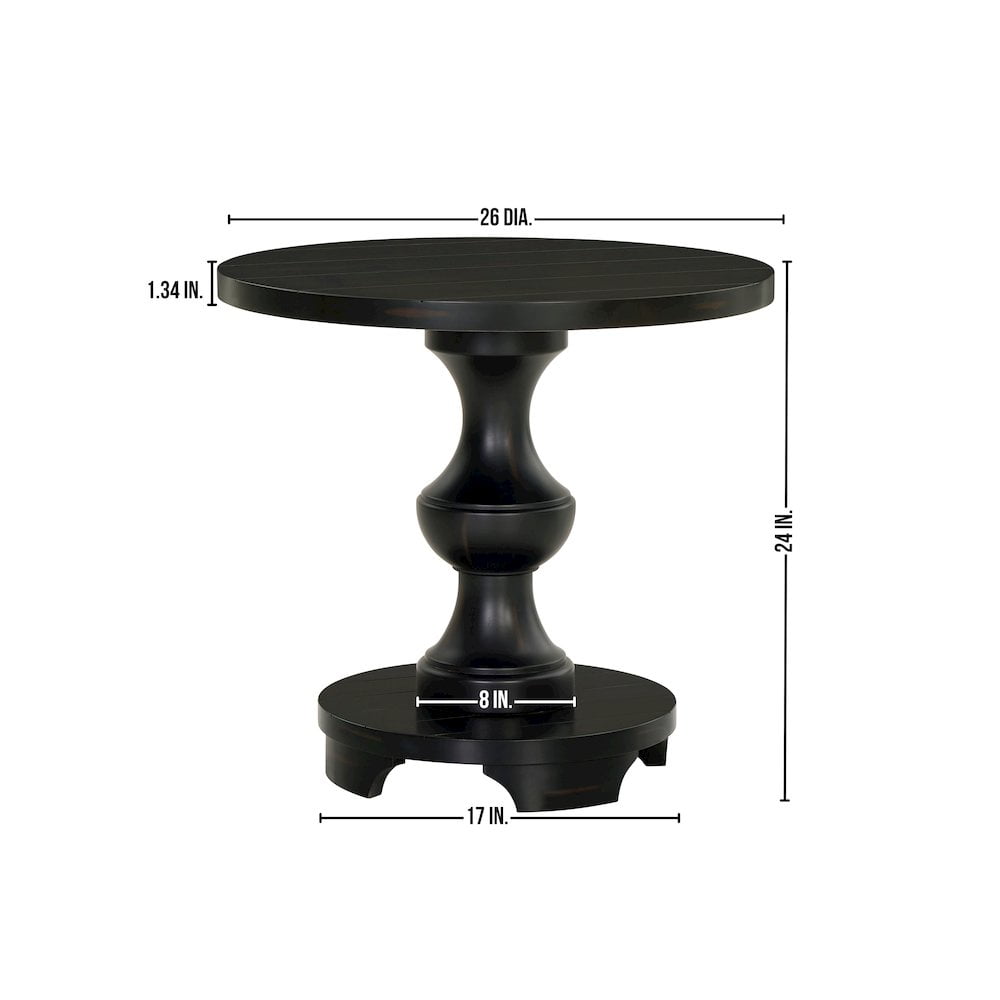 Roundhill Furniture Caesar Traditional Round Pedestal End Table, Black