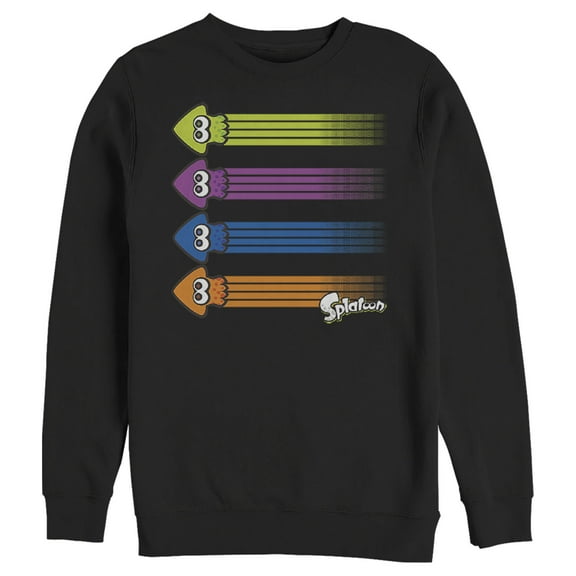 Men's Nintendo Splatoon Inkling Squid Rainbow  Sweatshirt Black 3X Large