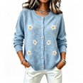 thumbnail image 5 of WCJM Women's Cardigan Sweaters Long Sleeve Button Front Crewneck Knit Casual Winter Outwear (Sky Blue,3XL), 5 of 5