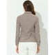 thumbnail image 4 of INSPIRE CHIC Blusa de manga larga con botones y cuello vuelto a cuadros para mujer marrón S, 4 of 5