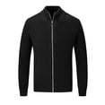 thumbnail image 2 of DHFJKG Mens Full Zip Ribbed Cardigan Sweaters Unisex Slim Fit Lapel Raglan Long Sleeve Casual Knitted Sweater Jacket Coat Solid Color Warm Leisure Outerwear, 2 of 6