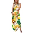 thumbnail image 1 of SMihono Robe Maxi Bohème d'Été pour Femmes Grande Taille Robe Longue Sans Manches Imprimée Col Croisé devant Robe de Plage, 1 of 5