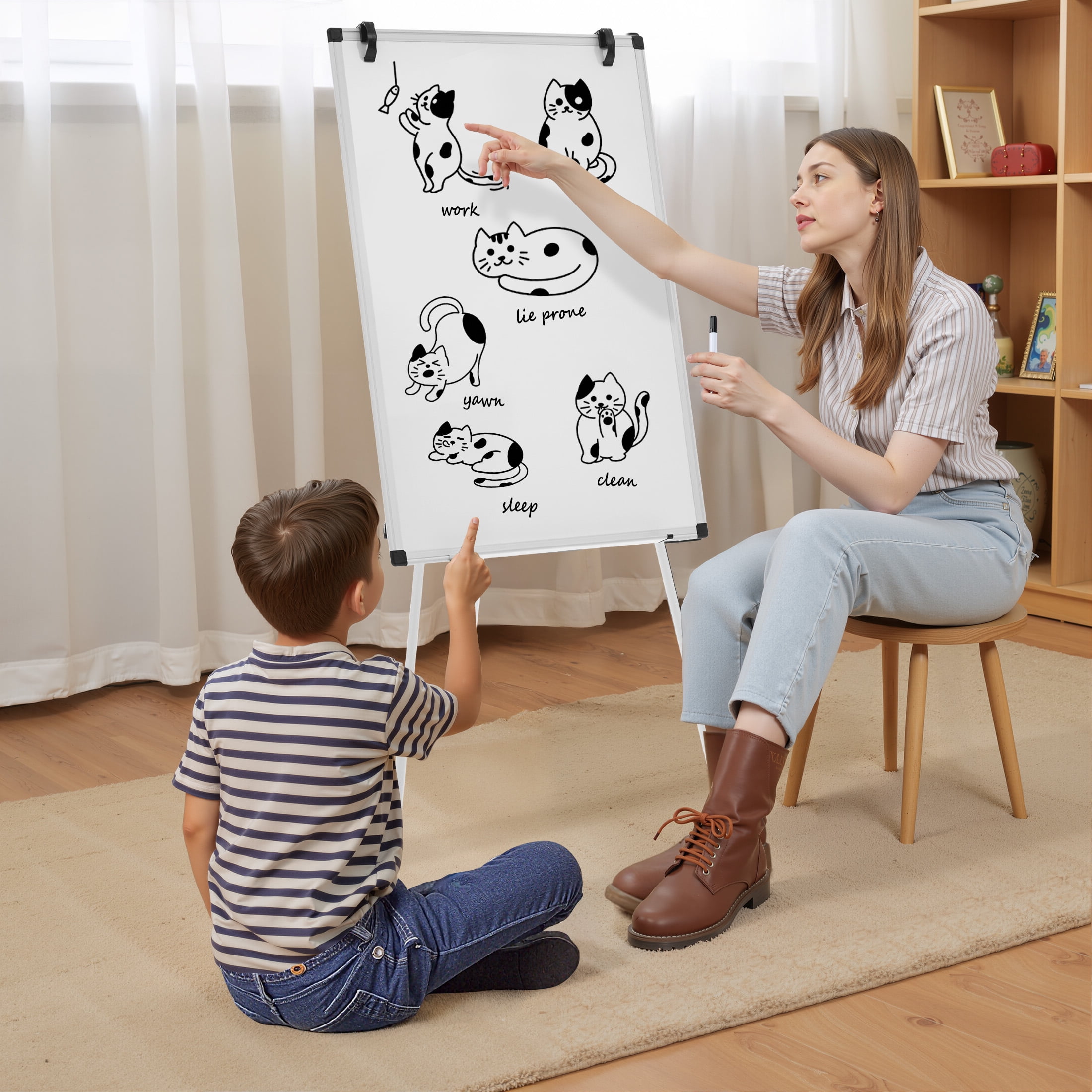 edx 40x28 Magnetic Portable Stand Whiteboard with Adjustable Tripod Easel for School, Home Office, White