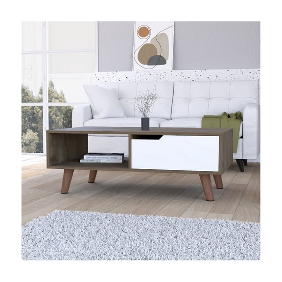 FM FURNITURE Hamburg Coffee Table 2.0 , One Open Shelf, One Drawer - Coffee Tables