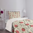 thumbnail image 5 of Ambesonne Fruits Quilted Bedspread Set 2 Pcs, Retro Strawberry Love, Twin Size, Eggshell Ruby Army Green, 5 of 6