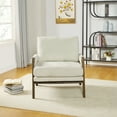 thumbnail image 3 of Roundhill Furniture Kelly Mid-Century Rubber Wood Velvet Serpentine Springs Foam Solid Print Armchair, White, 3 of 17