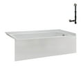 thumbnail image 4 of Streamline NAL-5460-BNK 66 in. x 32 in. Acrylic Right-Hand Drain Alcove Bathtub in Glossy White With External Drain in Brushed Nickel, 4 of 10