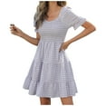 thumbnail image 2 of DailyTrove Women's Gingham Swing Dress-Short Sleeve-Fit & Flare-Cotton-for Garden Party/Summer Outing-Classic Gingham, 2 of 6