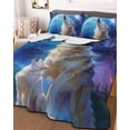thumbnail image 3 of Quilts Twin Size Bedding Set, Abstract Art Wolfs Lightweight Quilted Comforter, Blue Moon Forest Black Soft Reversible Bedspread Coverlet with Pillow Covers for All Season, 68" x 86", 3 of 7