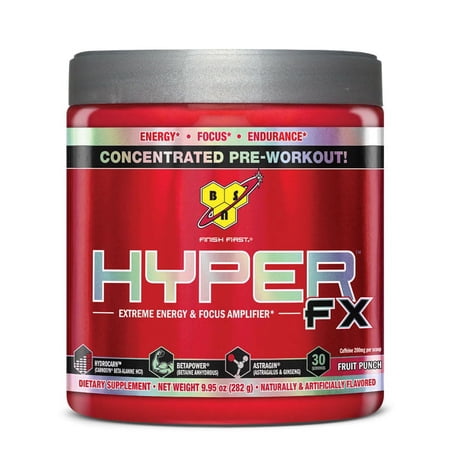 BSN Hyper FX Pre Workout Powder, Fruit Punch, 30 Servings